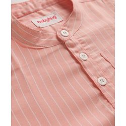 Babyhug Cotton Woven Half sleeves Striped Shirt & Shorts Set - Pink