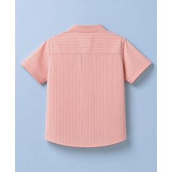 Babyhug Cotton Woven Half sleeves Striped Shirt & Shorts Set - Pink