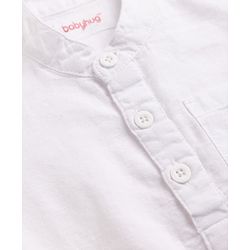 Babyhug Cotton Woven Half Sleeves Solid Shirt & Shorts Set - White