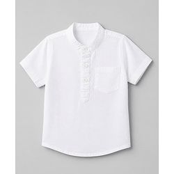 Babyhug Cotton Woven Half Sleeves Solid Shirt & Shorts Set - White