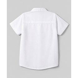 Babyhug Cotton Woven Half Sleeves Solid Shirt & Shorts Set - White