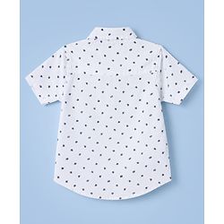 Babyhug Cotton Woven Half Sleeves Printed Shirt and Shorts Set - White & Black