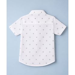 Babyhug Cotton Woven Half Sleeves Printed Shirt and Shorts Set - White