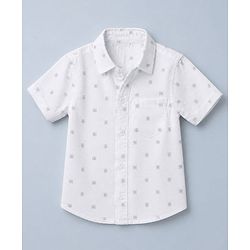 Babyhug Cotton Woven Half Sleeves Printed Shirt and Shorts Set - White