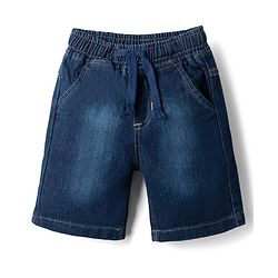 Babyhug Cotton Woven Denim Half Sleeves Shirt & Shorts Set - Red & Blue