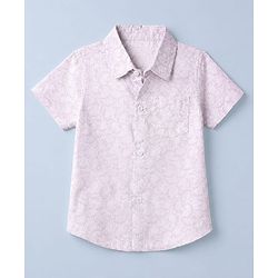 Babyhug Cotton Woven Half Sleeves Shirt and Shorts Set with Leaves Print in White