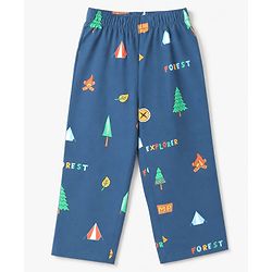 Babyhug 100% Cotton Woven Full Sleeves Co-Ords Shirt & Pyjama Night Suit with Camping Print - Navy Blue