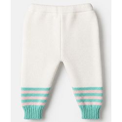 Babyhug Knit Full Sleeves Striped Sweater Set With Beanie & Color Block Design - Blue