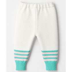 Babyhug Knit Full Sleeves Striped Sweater Set With Beanie & Color Block Design - Blue