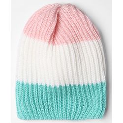 Babyhug Knit Full Sleeves Striped Sweater Set With Beanie & Color Block Design - Blue