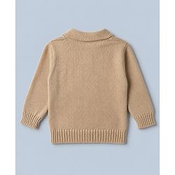 Babyhug Cable Knit Full Sleeves Sweater Set With Beanie Cap - Beige