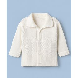 Babyhug Knit Solid Sweater Set in White