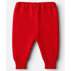 Babyhug Knit Full Raglan Sleeves Front Open Collared Sweater Set and Cap with - Red