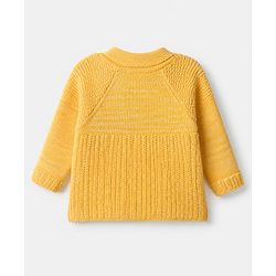 Babyhug Knit Front Open Sweater and Pant with Hat in Yellow