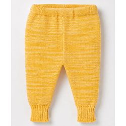 Babyhug Knit Front Open Sweater and Pant with Hat in Yellow