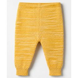 Babyhug Knit Front Open Sweater and Pant with Hat in Yellow