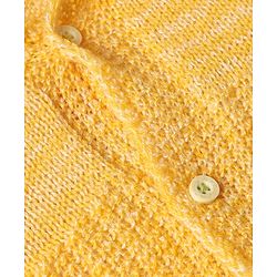 Babyhug Knit Front Open Sweater and Pant with Hat in Yellow