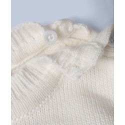 Babyhug Knit Full Sleeves Striped Sweater Set With Headband & Geometric Design - White