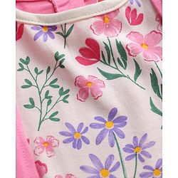 Babyhug 100% Cotton Knit Shrug Top with Full Sleeves and Floral Print - Pink