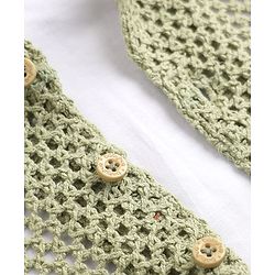 Babyhug 100% Cotton Woven Solid Crochet Shirt with T-Shirt Half Sleeves in Green