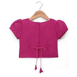 Babyhug Cotton Woven Half Sleeves Choli & Lehenga Set With Dupatta & Floral Embroidery - Pink
