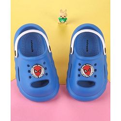 Cute Walk by Babyhug Clogs With Backstrap Closure Marvel Applique in Blue/White
