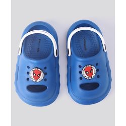 Cute Walk by Babyhug Clogs With Backstrap Closure Marvel Applique in Blue/White