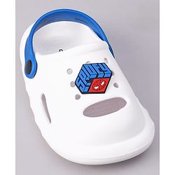 Cute Walk by Babyhug Marvel Clogs With Backstrap Closure Spiderman Applique in White