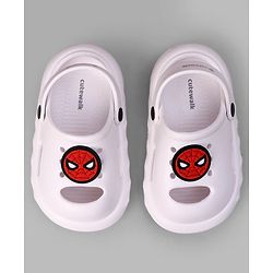 Cute Walk by Babyhug Marvel Clogs with Spider-Man Applique - White