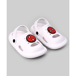 Cute Walk by Babyhug Marvel Clogs with Spider-Man Applique - White
