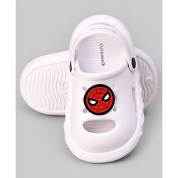 Cute Walk by Babyhug Marvel Clogs with Spider-Man Applique - White