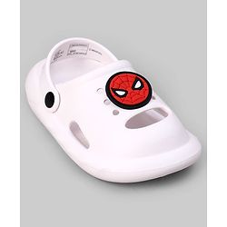 Cute Walk by Babyhug Marvel Clogs with Spider-Man Applique - White