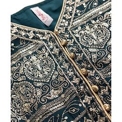 Babyhug Chiffon Woven Half Sleeves Floral Embroidered Choli & Lehenga Set With Dupatta - Navy Blue