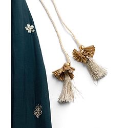Babyhug Chiffon Woven Half Sleeves Floral Embroidered Choli & Lehenga Set With Dupatta - Navy Blue