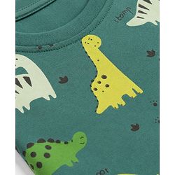 Babyhug 100% Cotton Knit Full Sleeves Co-Ords T-Shirt & Pyjama Night Suit with Dinosaur Print - Green
