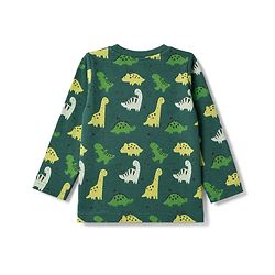 Babyhug 100% Cotton Knit Full Sleeves Co-Ords T-Shirt & Pyjama Night Suit with Dinosaur Print - Green