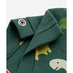 Babyhug 100% Cotton Knit Full Sleeves Co-Ords T-Shirt & Pyjama Night Suit with Dinosaur Print - Green