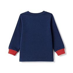 Babyhug 100% Cotton Knit Full Sleeves T-Shirt & Pyjama Night Suit with Santa clause Print - Navy Blue