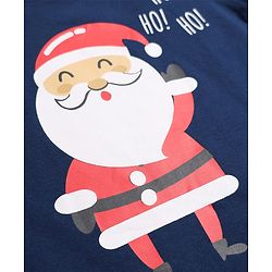 Babyhug 100% Cotton Knit Full Sleeves T-Shirt & Pyjama Night Suit with Santa clause Print - Navy Blue