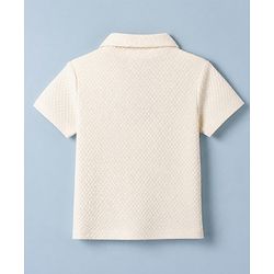 Babyhug 100% Cotton Knit Solid Shirt with Half Sleeves - White