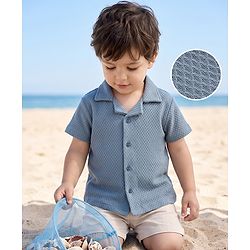 Babyhug 100% Cotton Knit Half sleeves Solid Shirts - Blue