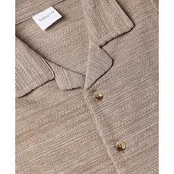 Babyhug 100% Cotton Knit Solid Structured Resort Collar Shirt with Half Sleeves - Tan