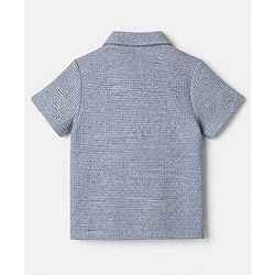 Babyhug 100% Cotton Knit Half Sleeves Resort Collar Printed Structured Shirt - Blue
