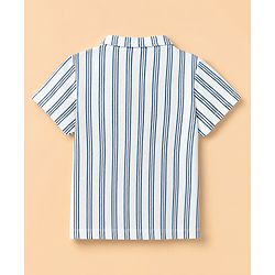 Babyhug 100% Cotton Knit Half Sleeves Resort Collar Stripe Structured Shirt - Blue