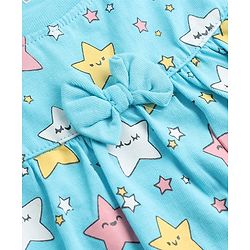 Babyhug 100% Cotton Knit Full Sleeves Co-Ords Top & Pyjama Night Suit with Star Print - Aqua Blue