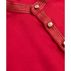 Babyhug Woven Kurta and Pyjama Set with Full Sleeves and Placket Embroidery in Red for New born