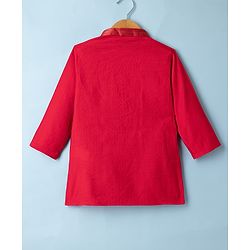 Babyhug Woven Kurta and Pyjama Set with Full Sleeves and Placket Embroidery in Red for New born