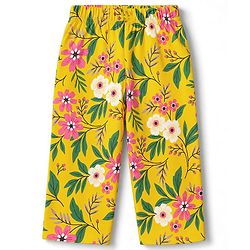 Babyhug 100% Cotton Knit Full Sleeves Co-Ords T-Shirt & Pyjama Night Suit with Floral Print - Yellow