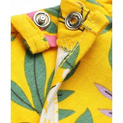 Babyhug 100% Cotton Knit Full Sleeves Co-Ords T-Shirt & Pyjama Night Suit with Floral Print - Yellow