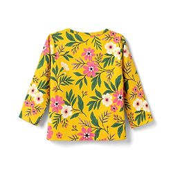 Babyhug 100% Cotton Knit Full Sleeves Co-Ords T-Shirt & Pyjama Night Suit with Floral Print - Yellow